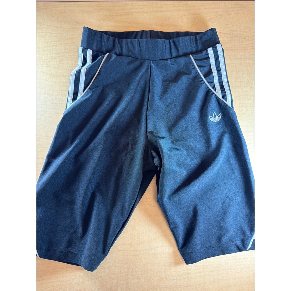 Adidas Originals Black 3-Stripe Biker Shorts Athletic Trefoil Logo Womens